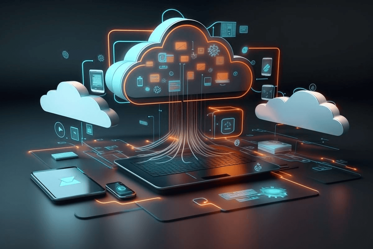 VPN security application on laptop and smartphone